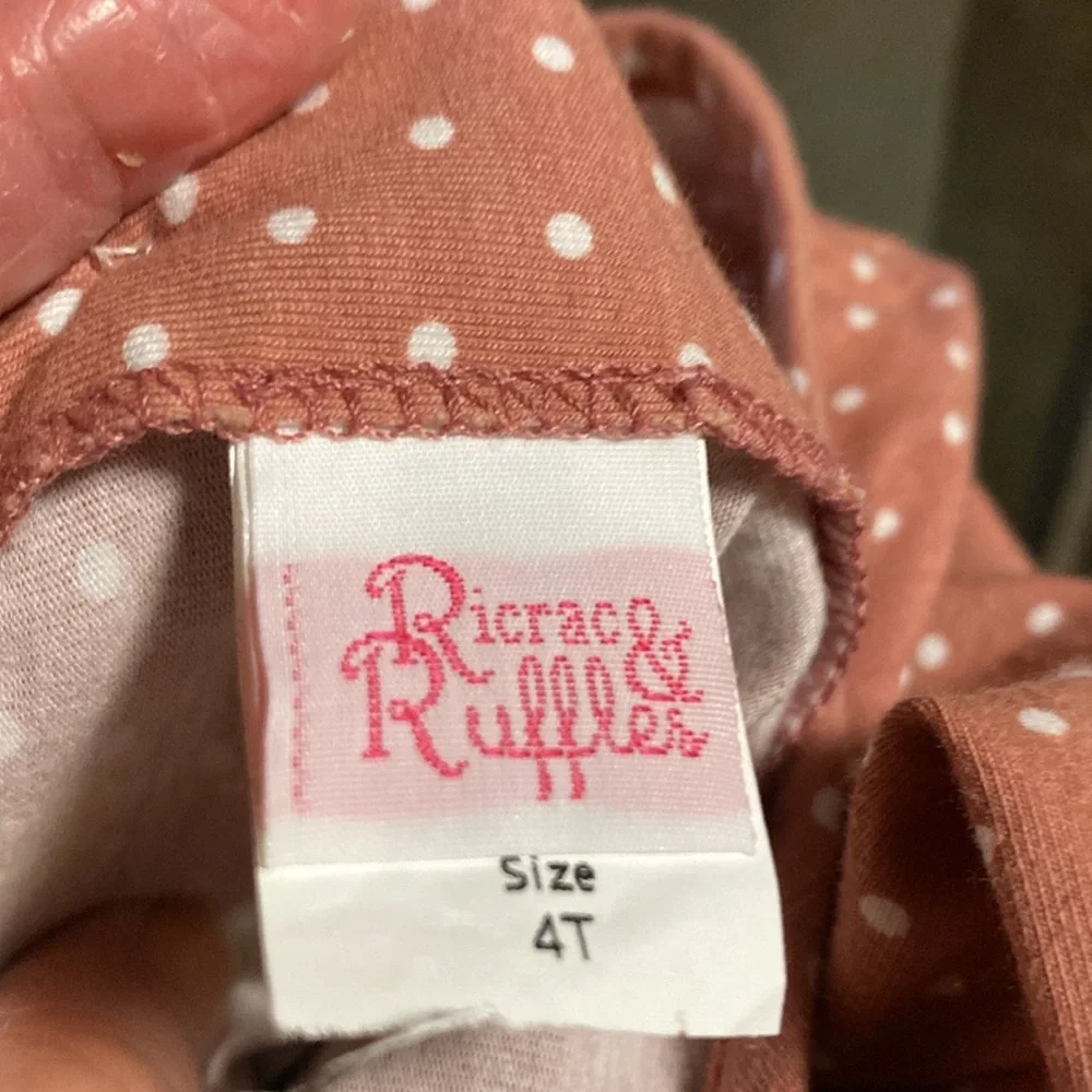 Ricrac & Ruffles Dress 4T  long sleeves Black with flowers pink green orange